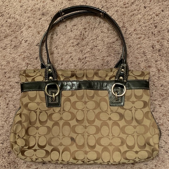 Coach Classic Print Ruffle Top Penelope Handbag - Picture 3 of 8